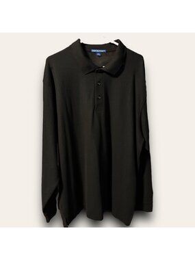 Port Authority Mens Black Long-Sleeve Polo Shirt 2XL